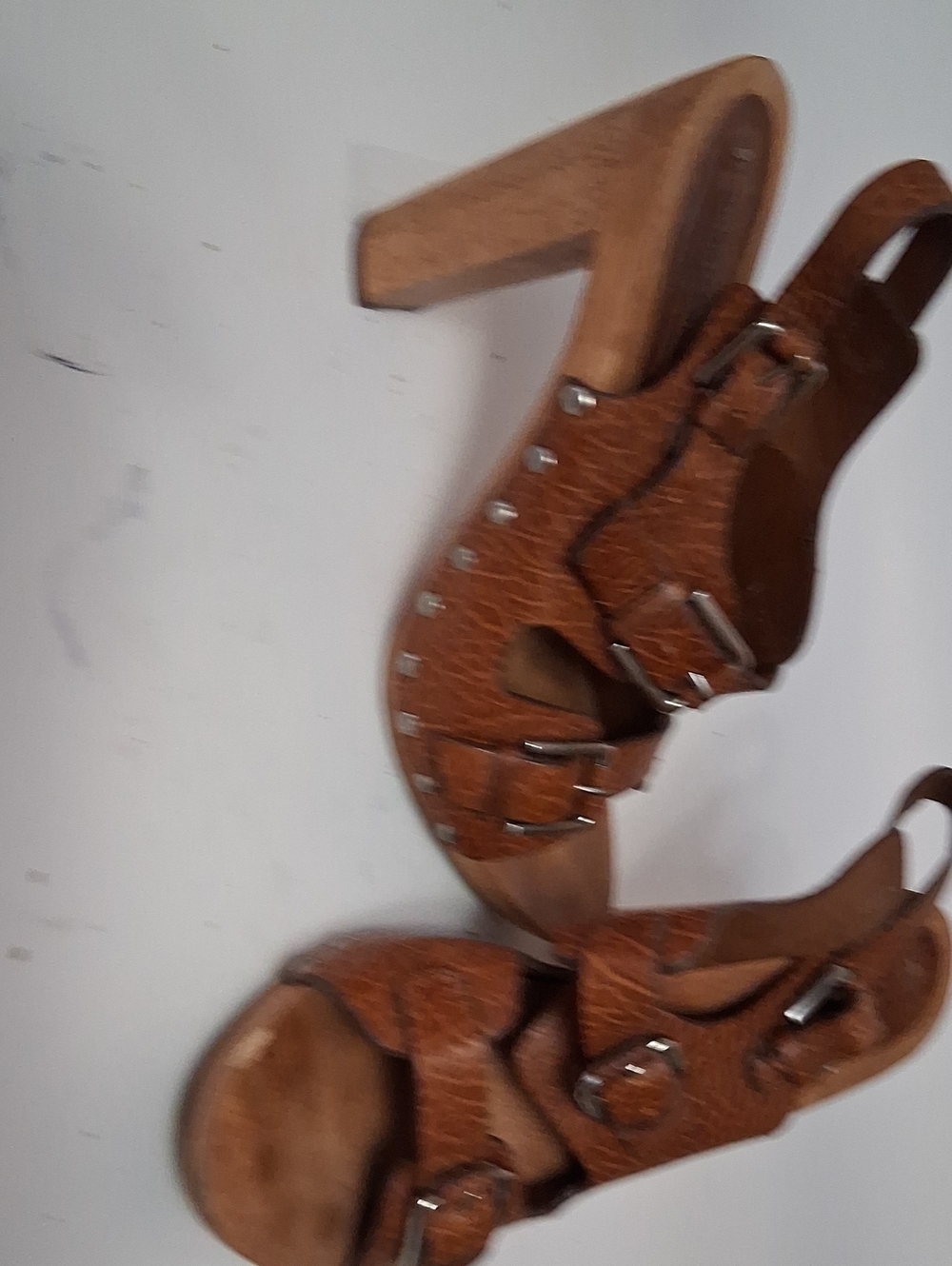 BCBGMaxAzria Brown Leather Buckle Platform Heels
